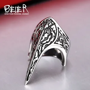 Мужское кольцо с тотемным викингом Beier, огромный Молот Тора мьельнир Амулет из нержавеющей стали 316L в скандинавском стиле, ювелирные изделия, LLBR8-296R