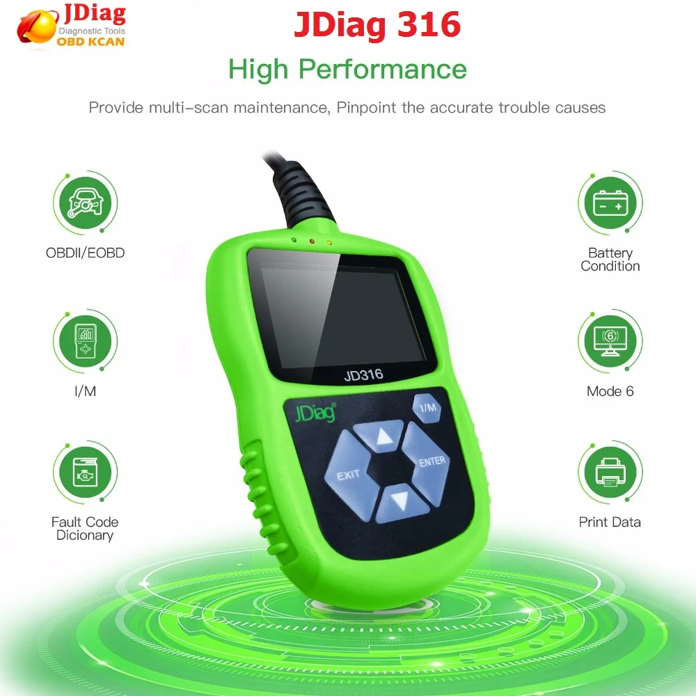 Сканер JDiag JD316 с расширенным режимом 6 OBD2 считыватель кодов неисправностей
