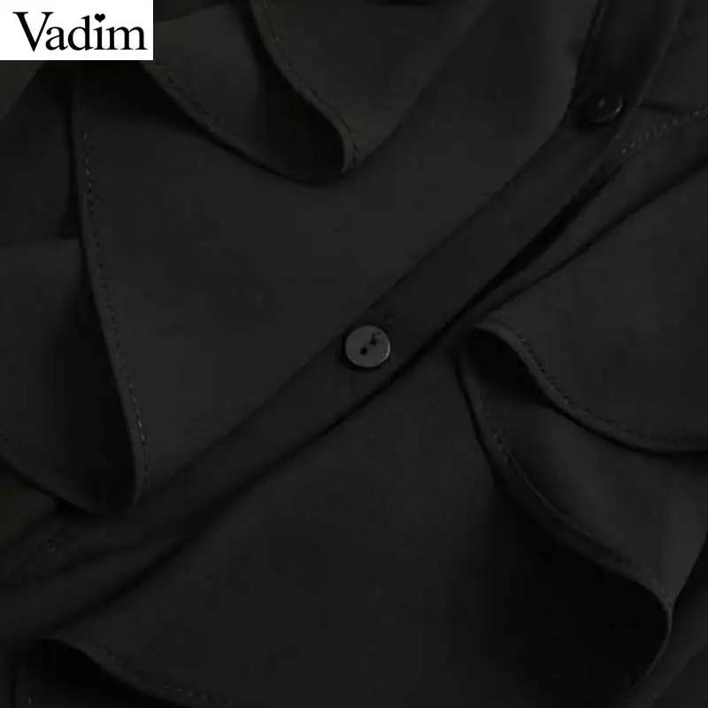 Vadim милый женский шифоновая блузка с рюшами v-образный вырез рубашка длинными
