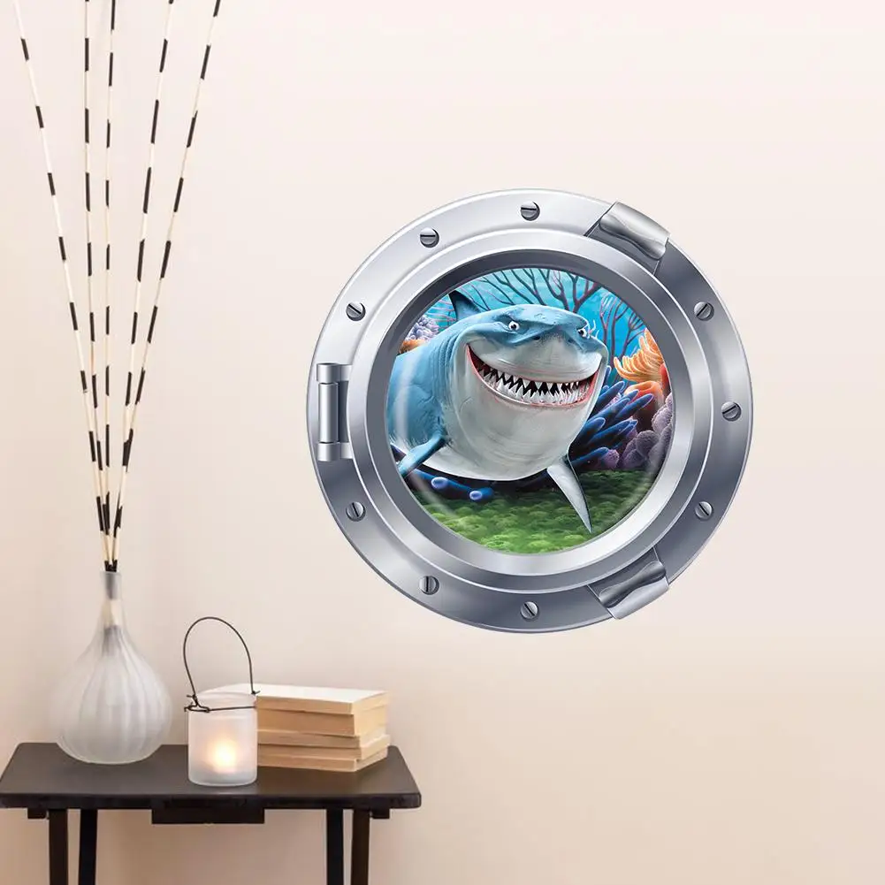 Дисней В поисках Немо акулы 3D вид окна Наклейки на стены для детских комнат
