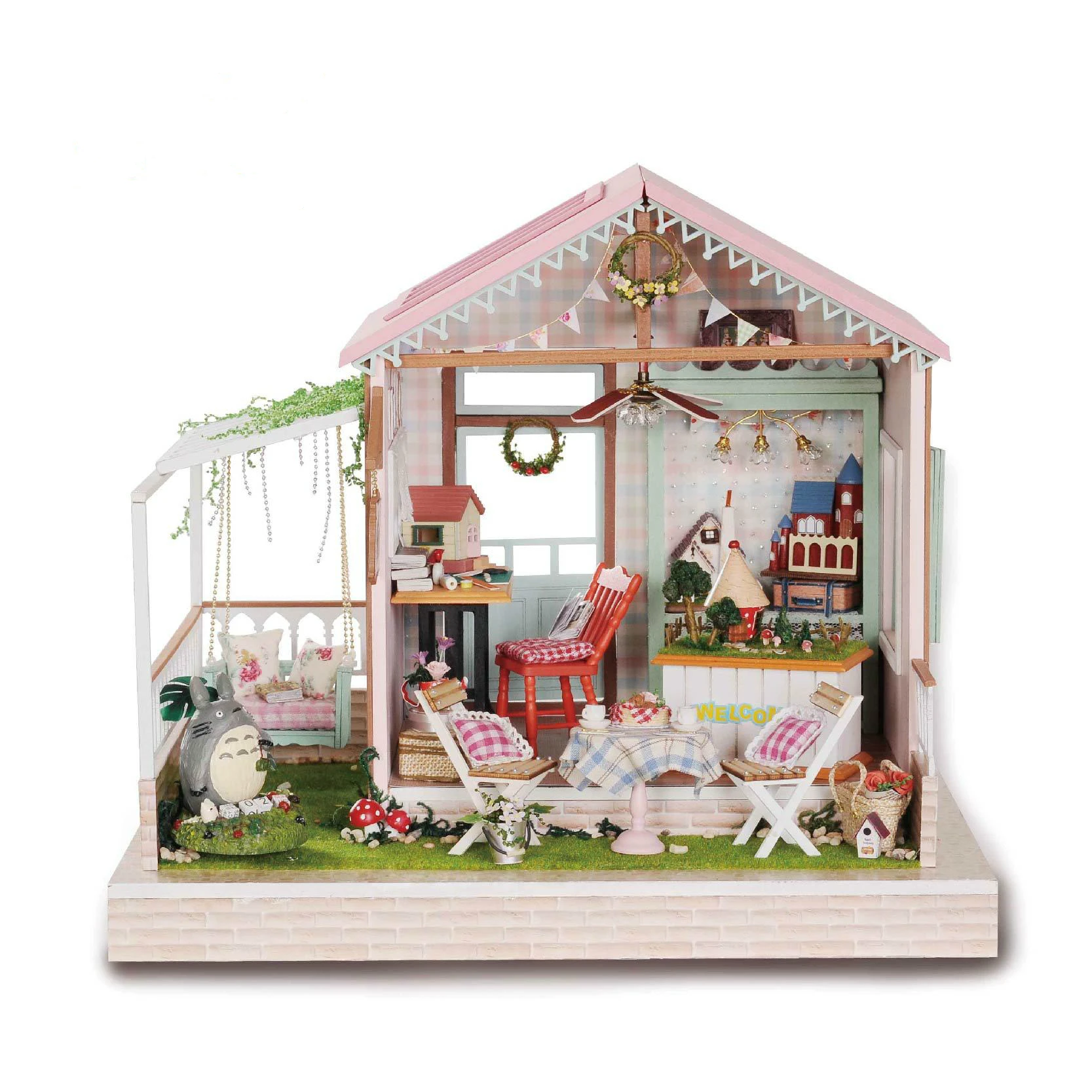 Home Decoration Crafts DIY Doll House Wooden Houses Miniature dollhouse Furniture Kit Room LED Lights Gift | Игрушки и хобби
