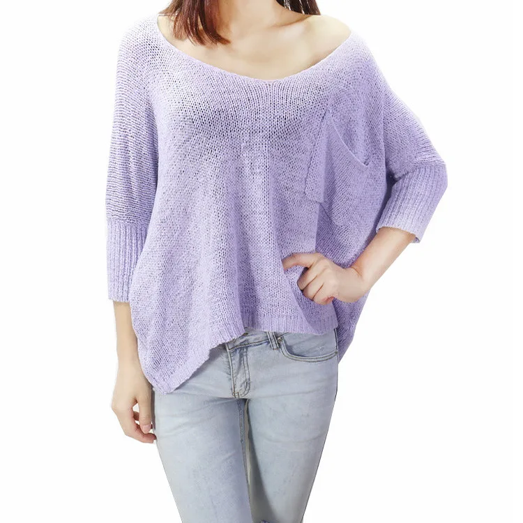 Увеличить Большие размеры низкая Круглый Воротник пуловер свитер новый женский