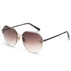 Mimiyou, круглые солнцезащитные очки без оправы, женские солнцезащитные очки со стрелками, боковая огранка, изящные винтажные Модные женские очки, женские очки