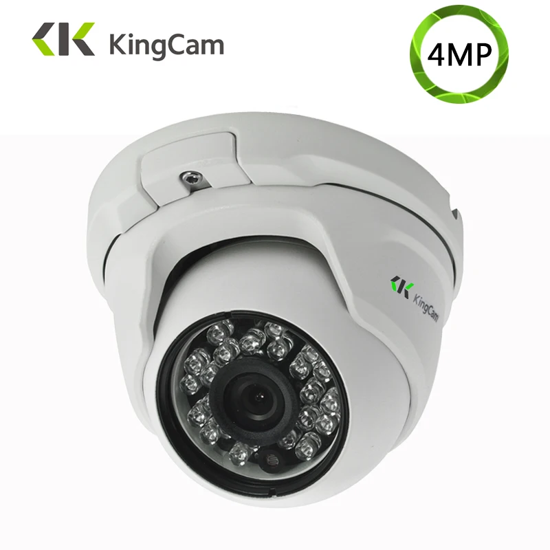 KingCam 4MP Безопасная аудио IP-камера с металлическим корпусом, защищенная от вандализма, с поддержкой 48V POE, широким углом обзора и возможностью записи видео в формате 1080P ONVIF, система видеонаблюдения CCTV с микрофоном.