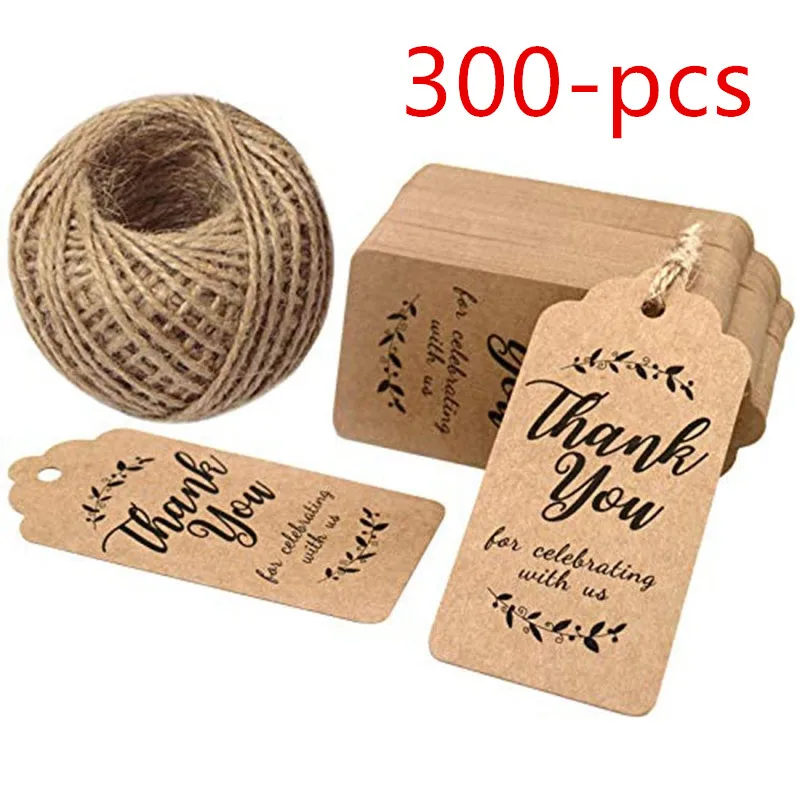 Крафт бумажная бирка для подарка спасибо за празднование с бирками США 100 футами