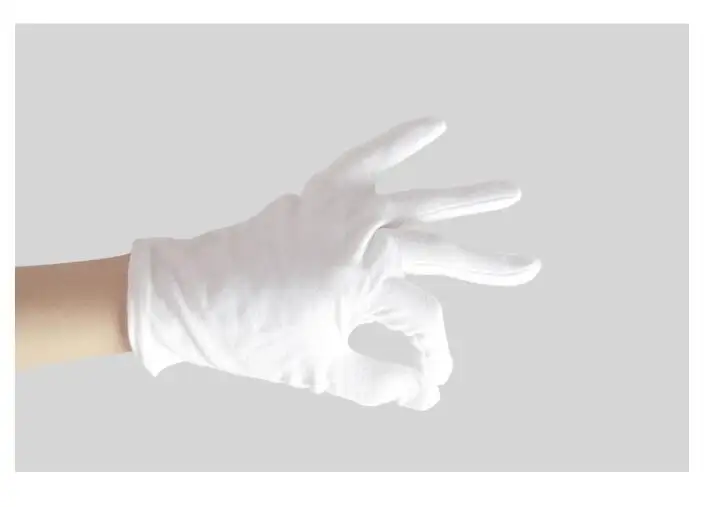 Double side cotton Церемониальные белые хлопчатобумажные перчатки рабочие перчатки механизм ультразвуковые перчатки можно настроить логотип - Цвет: Double side cotton