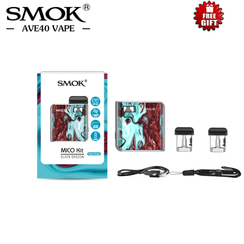 Original Resin Electronic Cigarettes SMOK MICO Pod Kit 700mah Battery 1.7ML Capacity with 0.8ohm Mesh 1.0ohm Coil MTL Vape | Электроника