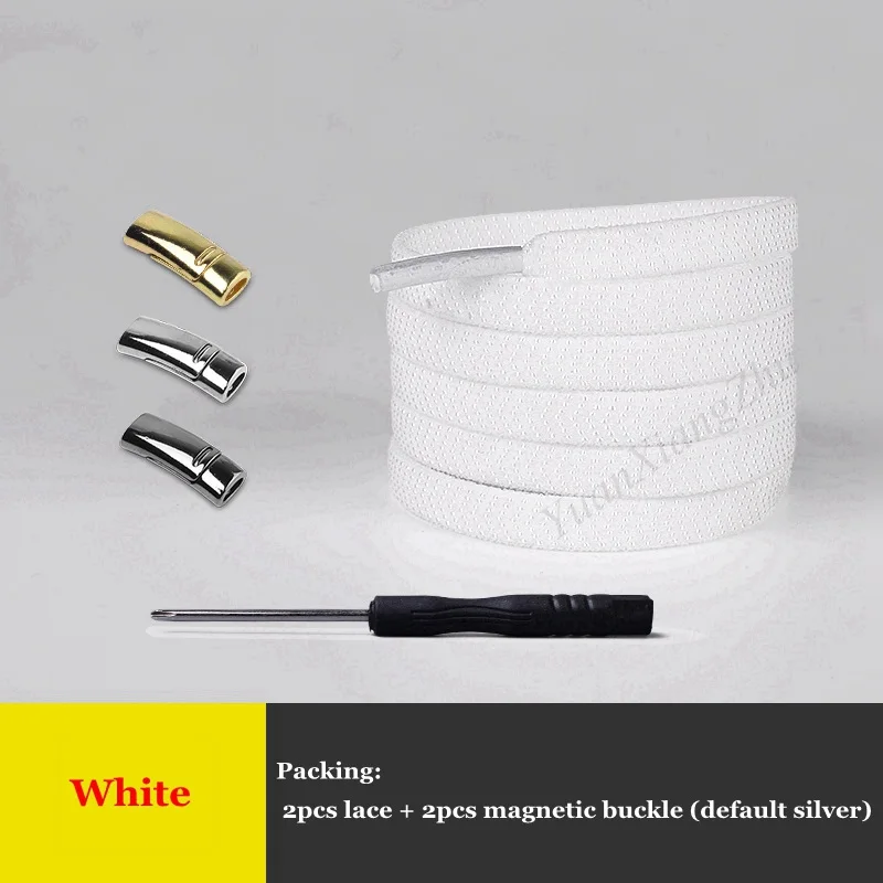 White 1 пара эластичных магнитных 1 секундных фиксирующих шнурков креативные быстро не Завязывающиеся шнурки для обуви Детские Взрослые Унисекс Спортивные туфли со шнурками шнурки для обуви - Цвет: White