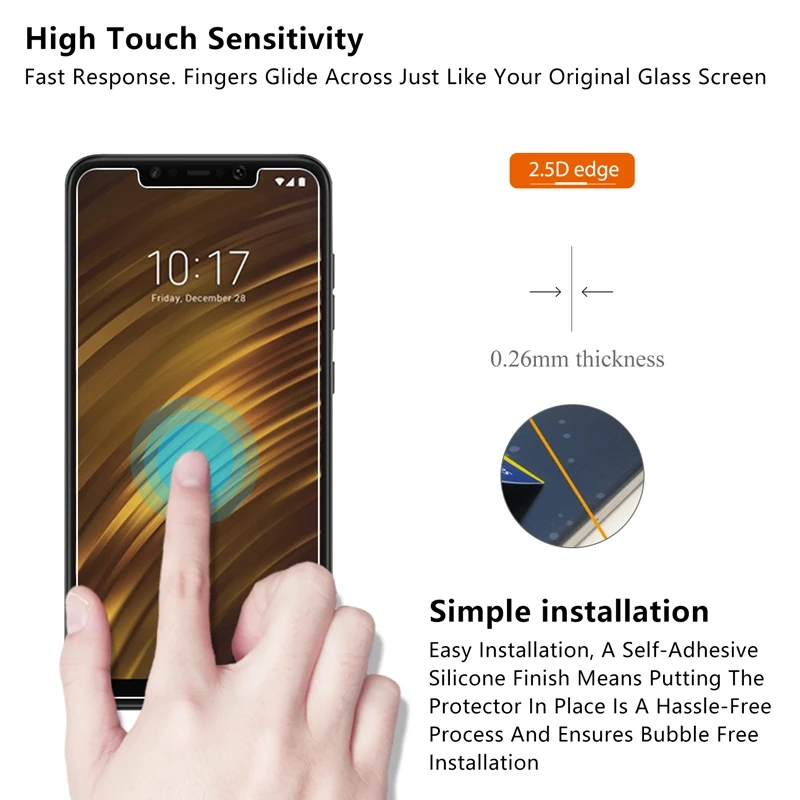 2.5D 0 26 мм 9H закаленное стекло для Xiaomi Pocophone F1 POCO Защитная пленка экрана 6 81|Защитные