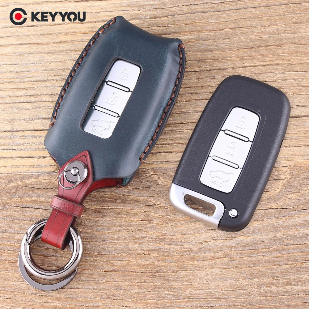 Чехол KEYYOU из натуральной кожи для дистанционного ключа Kia K5 Sportage Hyundai I30 Ix35 Equus Genesis