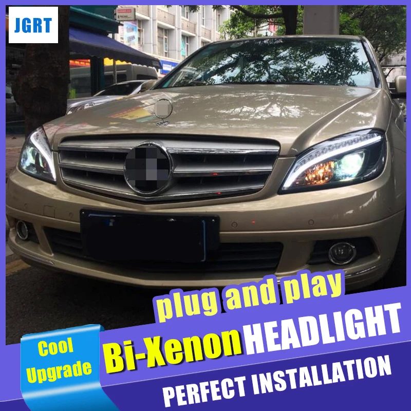 Новые фары автомобиля Стайлинг для Benz C-Class W204 фары 2007-2011 двойной луч объектив проектор ксеноновые HID фары светодиодные DRL
