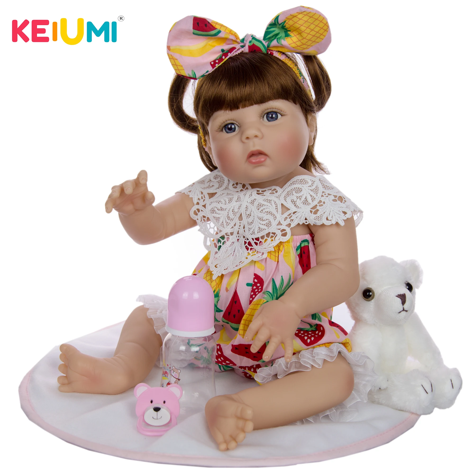 KEIUMI Reborn Bonecas Menina 23 ''полностью силиконовые виниловые реалистичные куклы для