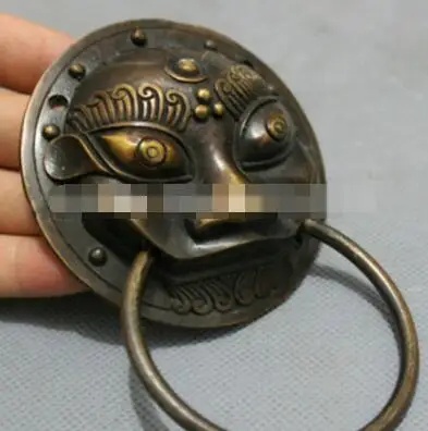 Китай Бронза собирает FengShui голова льва маска статуя ворда злые ворота дверной