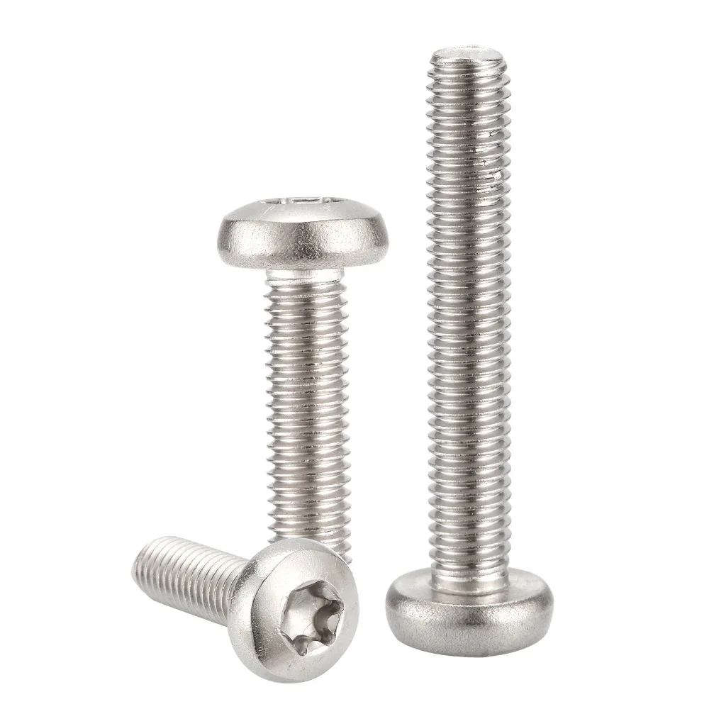 

200pcsM4*/6/8/10/12/14-45/50/55mmTorx 6-Lobe Pan Round Head Six Lobe Pin In Torx Security Screw Bolt 304 Stainless Steel Screws