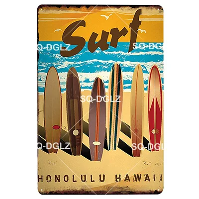 [SQ-DGLZ] Summer Hawaii Metal Tin Sign Aruba Plaque Paint Australia Wall Decor Beach Painting Plaques