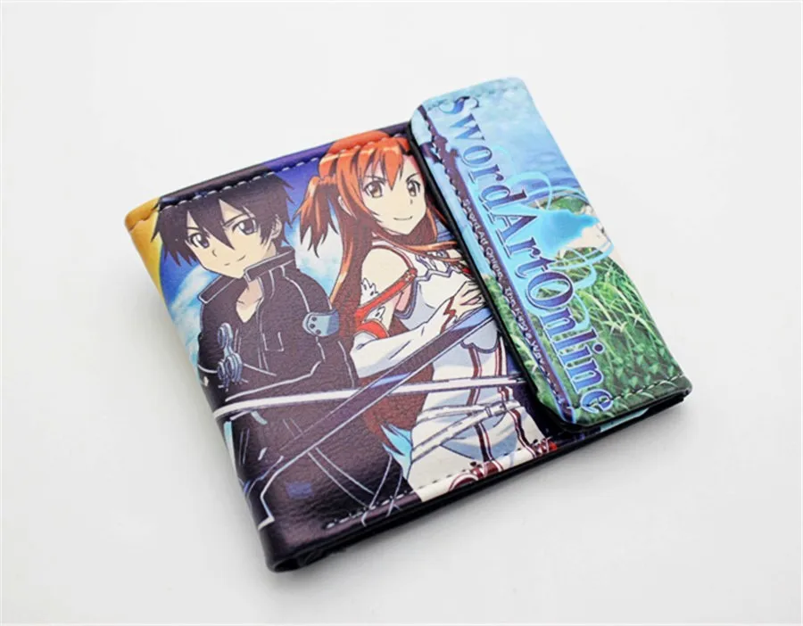 Аниме Sword Art Online SAO Kazuto Pu короткий кошелек двойной фото держатель для карт слоистая кнопка мужской кожаный кошелек с принтом для мальчиков и девочек