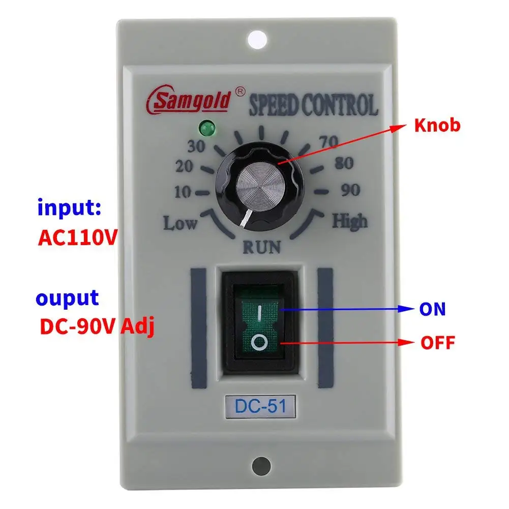 AC 110V Вход DC 24V-90V мощность двигателя переключатель регулятора скорости