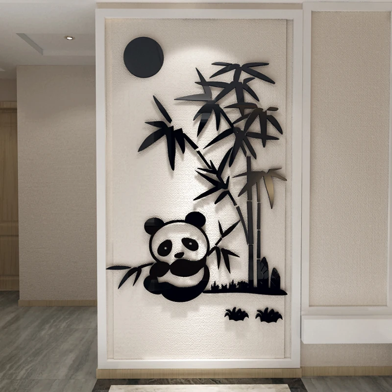 

kids room decoration cute panda bamboo acrylic decorative wall sticker cartoon wall stickers bedroom decor
