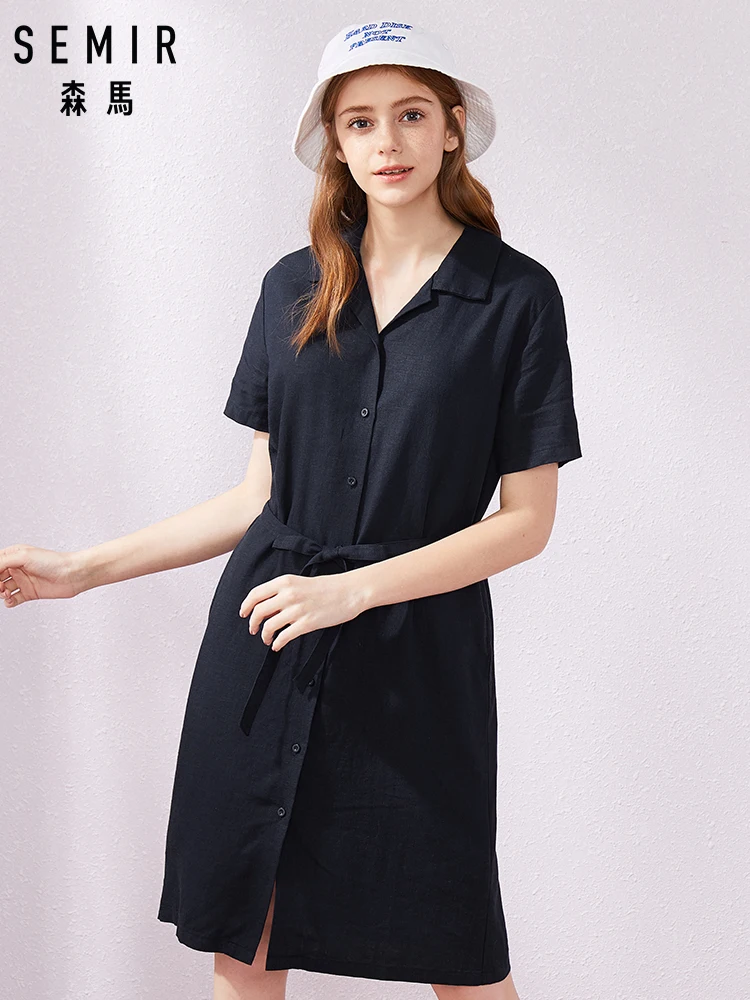 Женское льняное платье SEMIR вечерние облегающие Топы с коротким рукавом