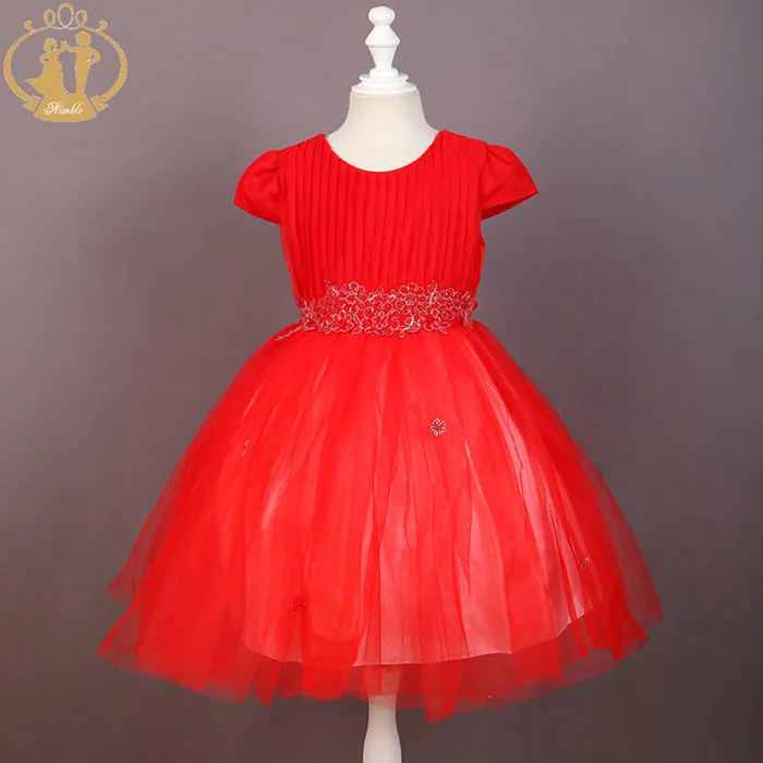 Красный Nimble/платье для девочек; roupas infantis menina; Детские платья для девочек; vestido; вечерние платья с единорогом; fille vestidos; платье для девочек - Цвет: Красный