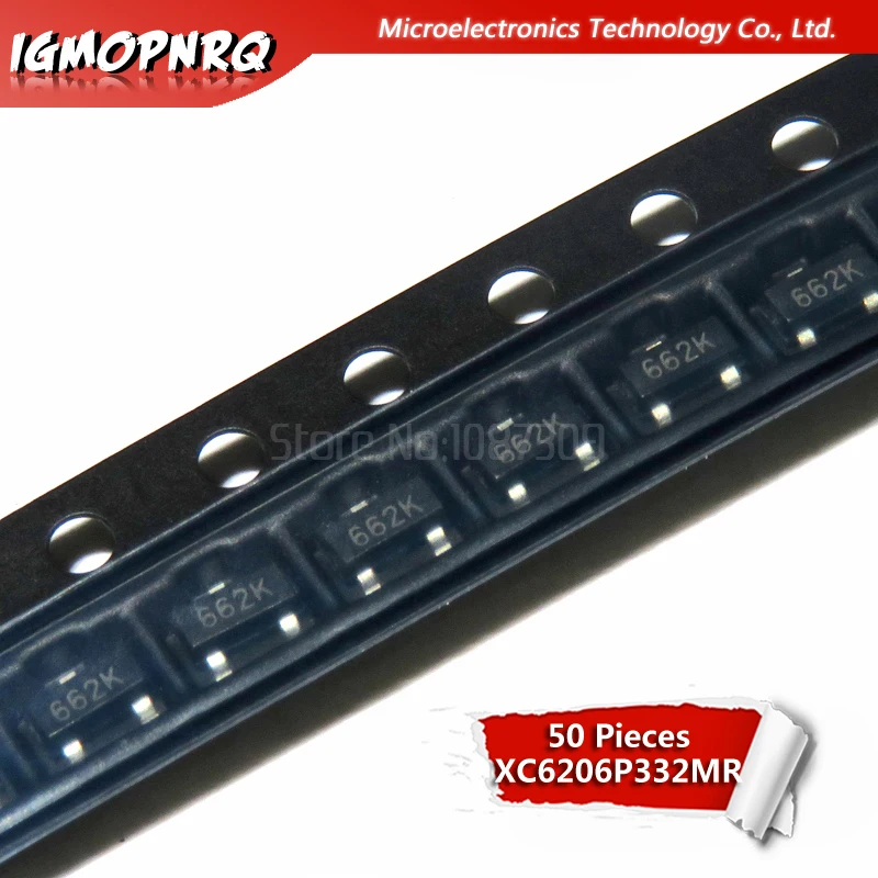 50 шт. XC6206P332MR 662K XC6206 3 В/a Положительный фиксированный регулятор напряжения LDO SOT-23