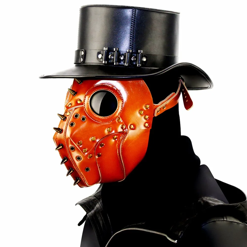 

GEARDUKE Halloween Retro Brown PU Mask Cosplay Steampunk Plague Doctor Devil Mask Club Party Costume Accessory Props
