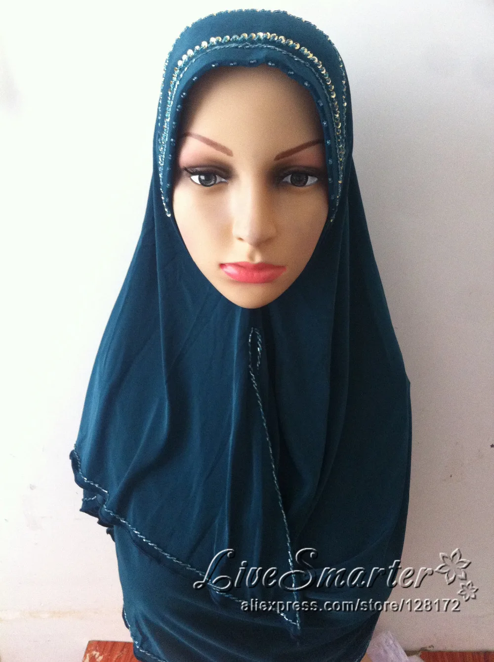 Мода блестки бисером губка краев мусульманских хиджабов исламские эластичный