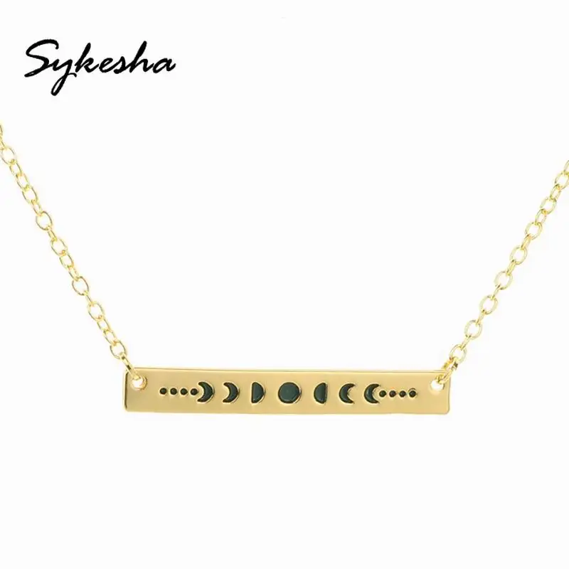 

10pcs Fashion Hot Selling New Metal Plate Pendant Necklace Oiled Moon Clavicle Bar Necklace Simple Enamel Long Bar Tip Jewelry