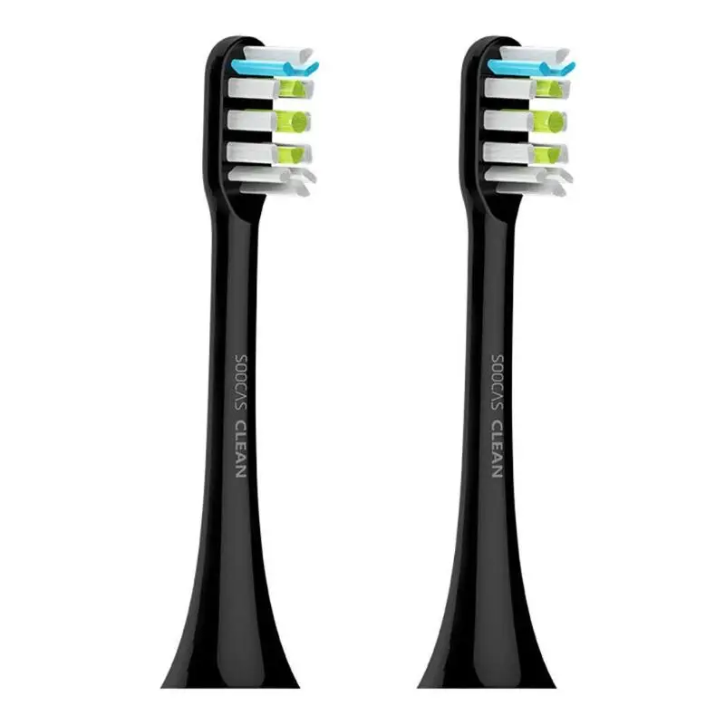 2 шт Xiaomi Soocare X3 Soocas сменная электрическая зубная щетка щетина головка зубной щетки Mijia SOOCARE X3 SOOCAS насадка для зубной щетки - Цвет: Черный
