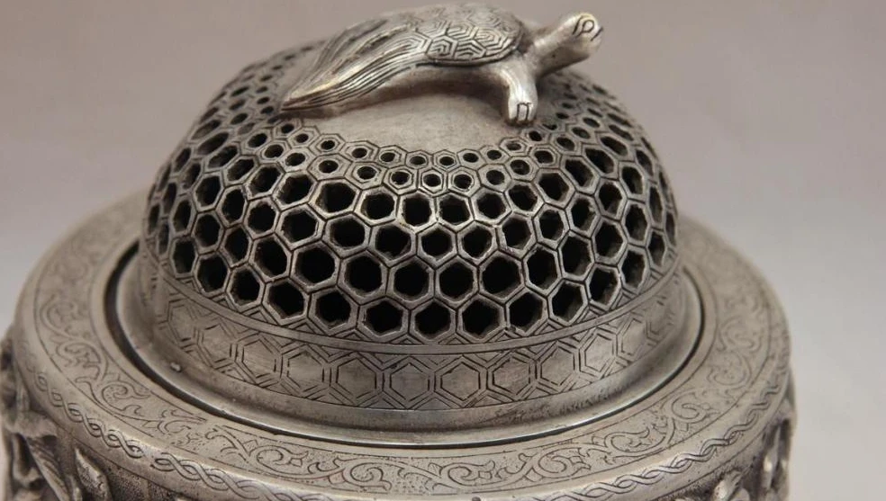 China White Copper Silver Hundred cranes Tortoise Turtle Incense Burner Censer | Дом и сад
