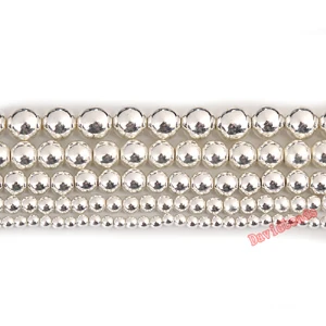 Silver Заводская цена, бусины из натурального камня, серебро/розовое золото, бусины для изготовления ювелирных изделий, 4, 6, 8, 10 мм, круглые бусины, Diy браслет - Цвет: Silver