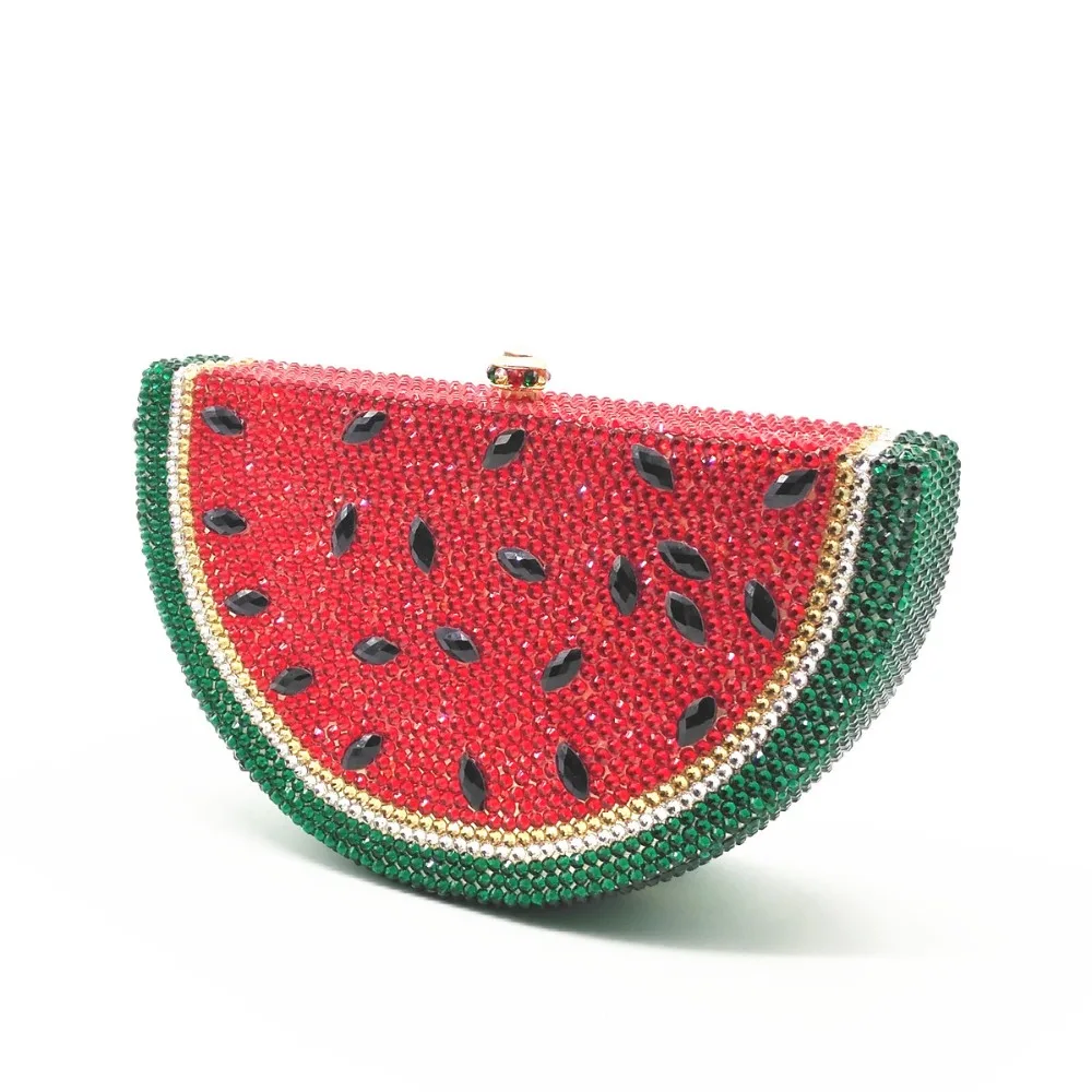 

Watermelon shape Women Evening Wedding Party Bags Metal Minaudiere Clutch small Purse Bridal Chain Shoulder Handbag Purse bags