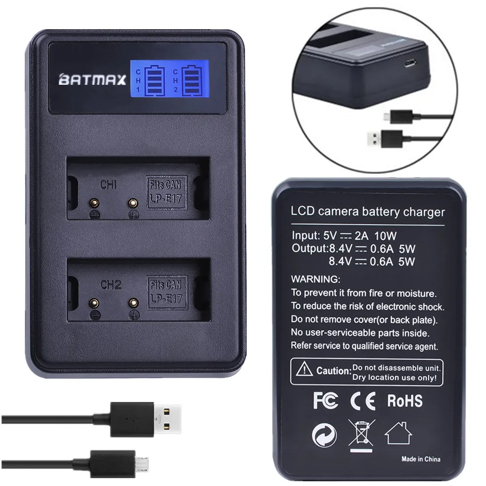 Аккумулятор Batmax для Canon EOS T6i 750D T6s 760D 800D M3 M5 8000D Kiss x8i зарядное устройство с двумя USB