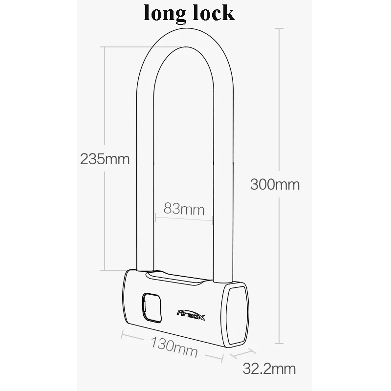 long Xiaomi AreoX U8 умный отпечаток пальца U-lock Противоугонный велосипедный мотоциклетный замок USB замок отпечатков пальцев для велосипеда himo замок - Цвет: long