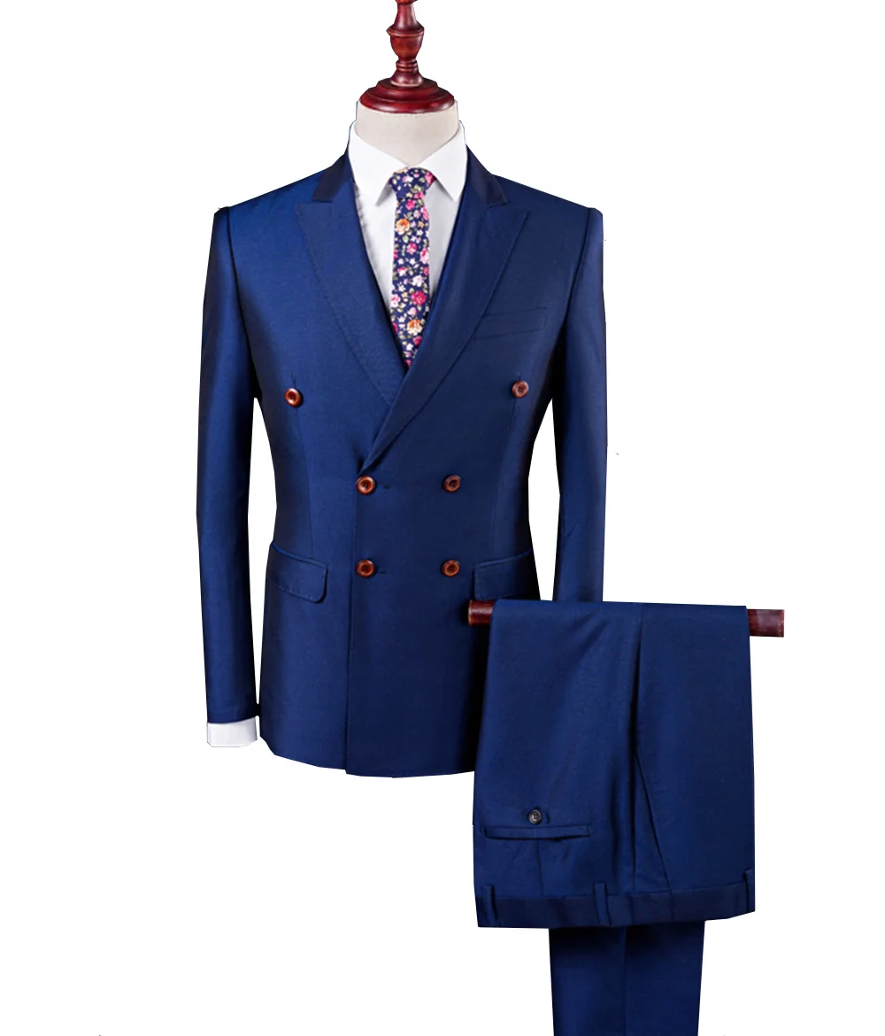 Royal Blue Мужские костюмы 2 шт двубортный Блейзер смокинги для свадьбы официальные деловые костюмы Новинка - Цвет: Royal Blue