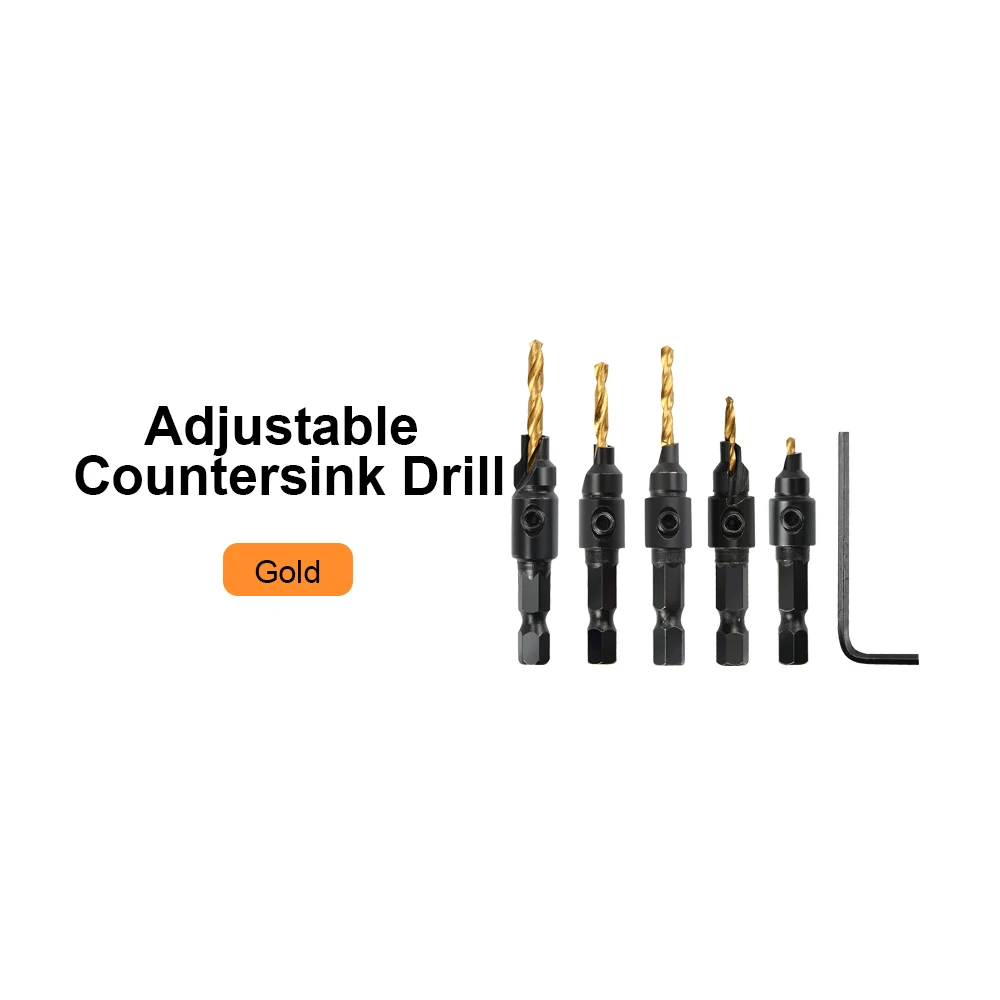 Gold Drill Bit Set JelBo деревообрабатывающий зенковочный сверло набор HSS спиральное сверло набор сверлильный инструмент фреза для столярной фаски кольцевая пила - Цвет: Gold Drill Bit Set