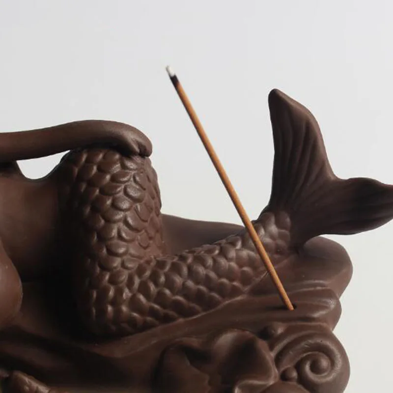 

Purple Sand Backflow Incense Burner Mermaid Crafts Sandalwood Tower Incense Holder Aroma Burner Home Decor