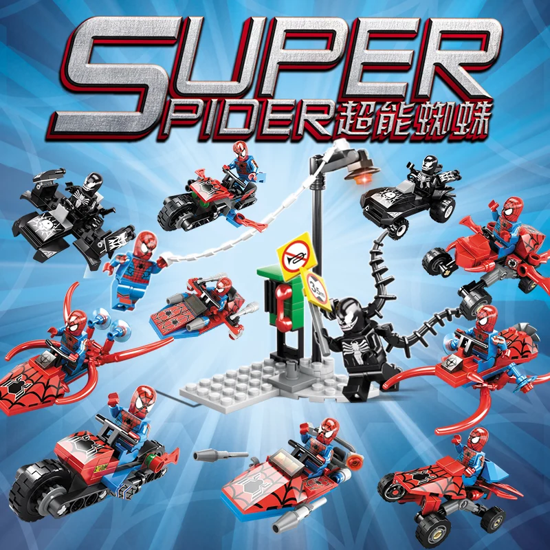 Legoings 6 в 1 супер герой Человек Паук Legos здания Конструкторы фигурку Brinquedos