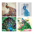 Алмазная вышивка Алмазная мозаика с изображениями животных, картина стразы, алмазная живопись, вышивка крестиком, зеленый павлин, украшение для дома