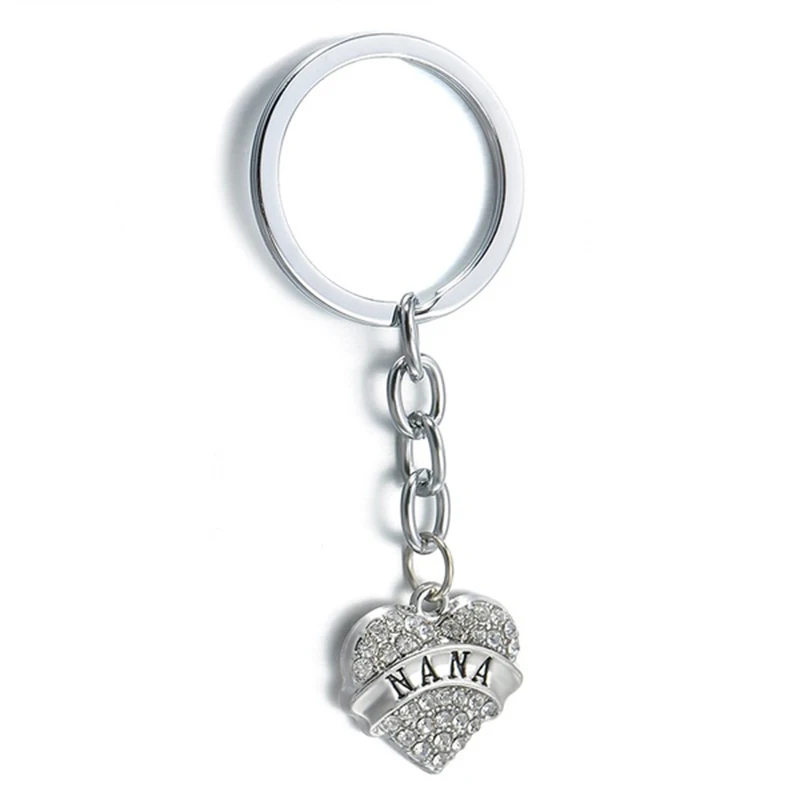 Fashion Lovely Crystal Rhinestone Letter &quotNANA&quot Heart Pendant Key Ring Chain (Size: 5 cm Color: Silver) | Украшения и