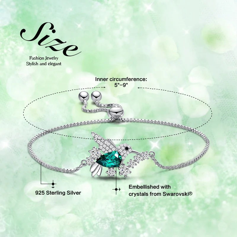Cdyle 925 Sterling Silver Bird Bracelet Embellished with crystal Link Chain Bracelet Jewelry Gift armband damen
