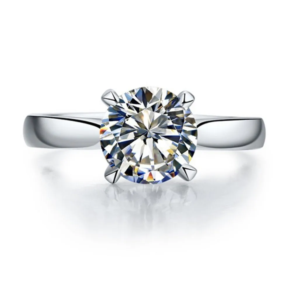 18 K Solitarie обручальное кольцо бренд Prong Moissanite бриллиантовое кольцо положительный 2CT Свадебные украшения 18 K твердое белое золото 4 кольцо с зубцами