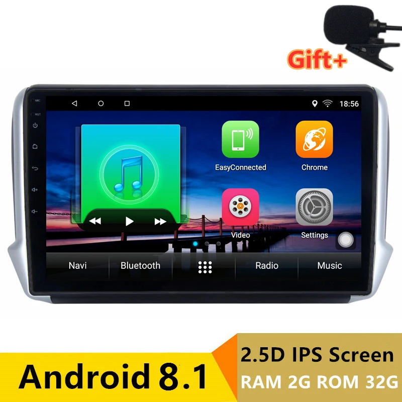 10 &quot2 + 32G 2.5D IPS Android 8 1 автомобильный DVD мультимедийный плеер GPS для Peugeot 2008 208 2013 2014