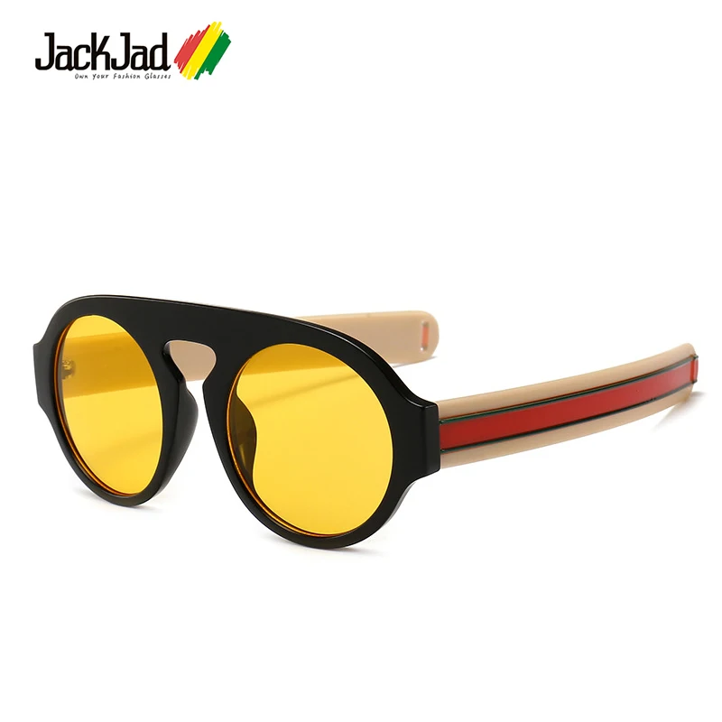 JackJad 2020 Fashion Thick Stripes Temple Men Square Round Style Sunglasses Vintage Cool Brand Design Sun Glasses Oculos De Sol