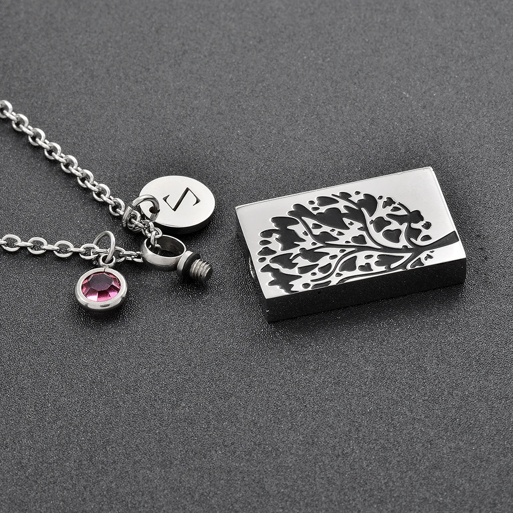 Талисман из хирургической стали Прямоугольный кулон в виде дерева жизни урны для