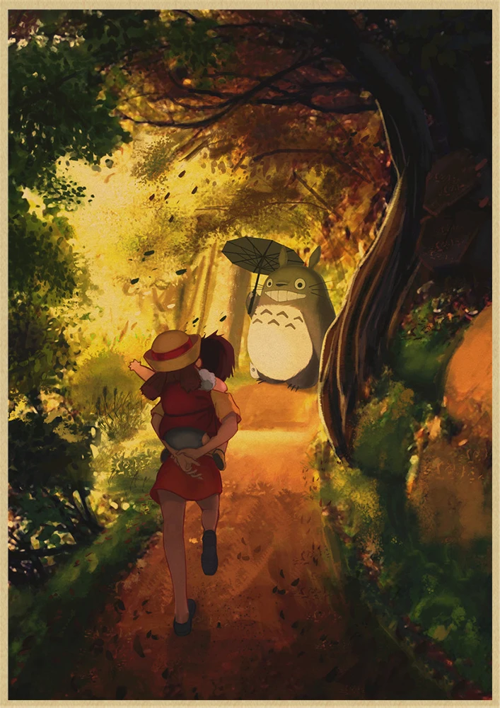 Хаяо Миядзаки мультфильм Tonari no Totoro ретро крафт-бумага плакат ВИНТАЖНЫЙ ПЛАКАТ украшение комнаты - Цвет: Многоцветный
