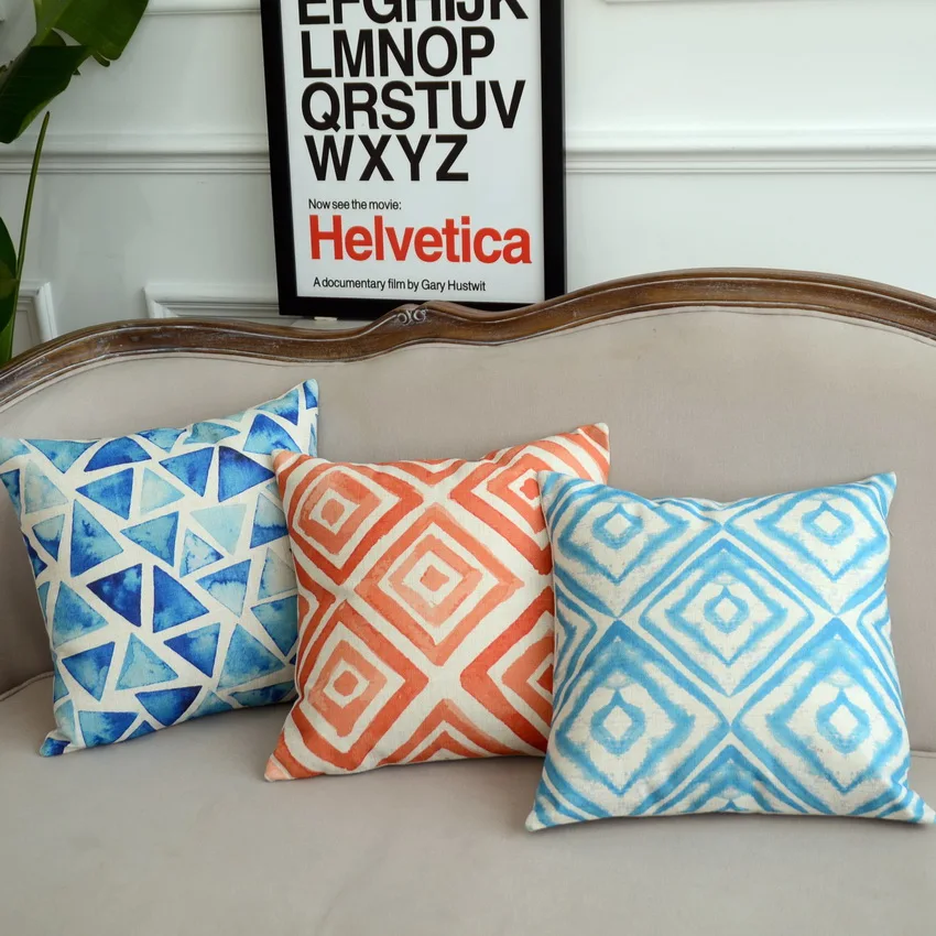 Акварельная подушка Скандинавская простая абстрактная Геометрическая