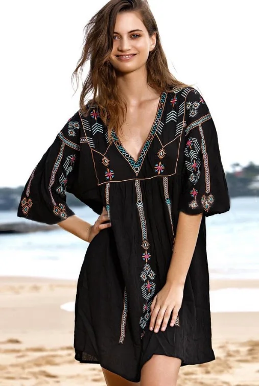 Пляжные Комбинезоны для женщин Saida De Praia Feminino платье Sarong Женская Выходная купальная накидка парео длинное восточное платье Boho Outings