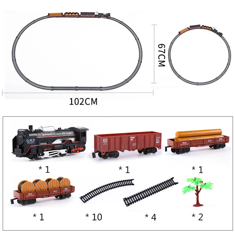 black train Модель 1/24 года, Классическая модель железной дороги, паровозик, набор электронных поездов, сборные игрушки, сделай сам, железная дорога, трек, машинки, игрушка для детей - Цвет: black train