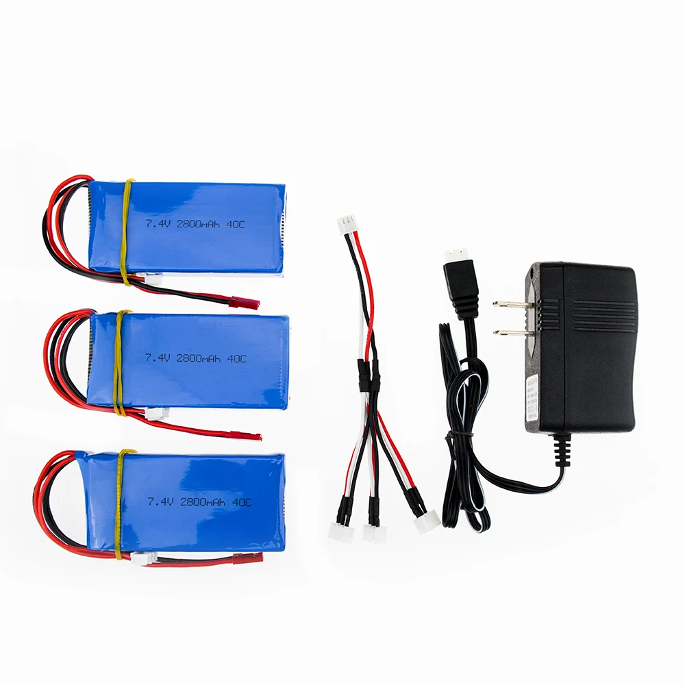 3pcs 7.4v 2800mAh Lipo battery 2s with cable for WLToys V262 V333 V323 V666 RC Helicopter Quadcopter drone part | Игрушки и хобби